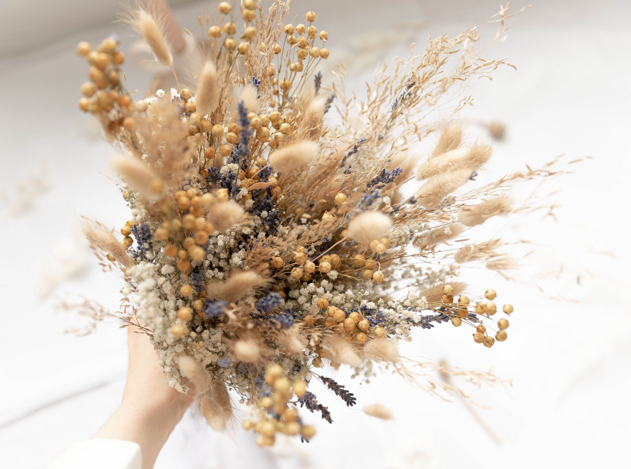 hiddenbotanicsweddings Bouquets Dried Flowers Bridal Bouquet - Lavender Purple & Cream No. 1