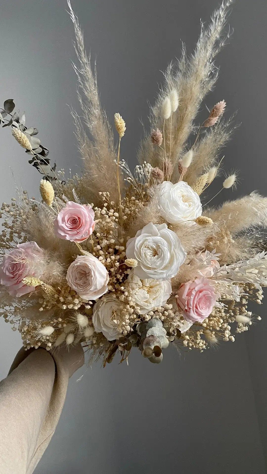 hiddenbotanicsweddings Bouquets Dried Flowers Bridal Bouquet - Sandy Cream & Pastel Pink