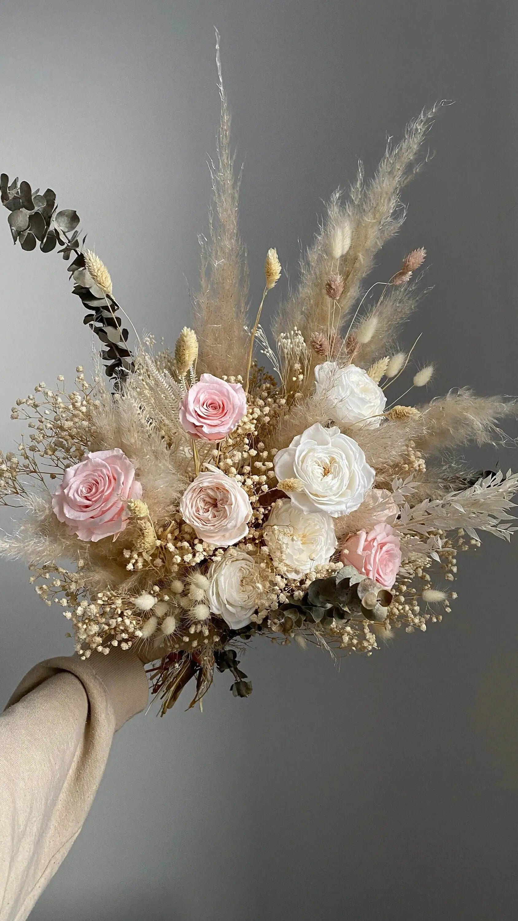 hiddenbotanicsweddings Bouquets Dried Flowers Bridal Bouquet - Sandy Cream & Pastel Pink