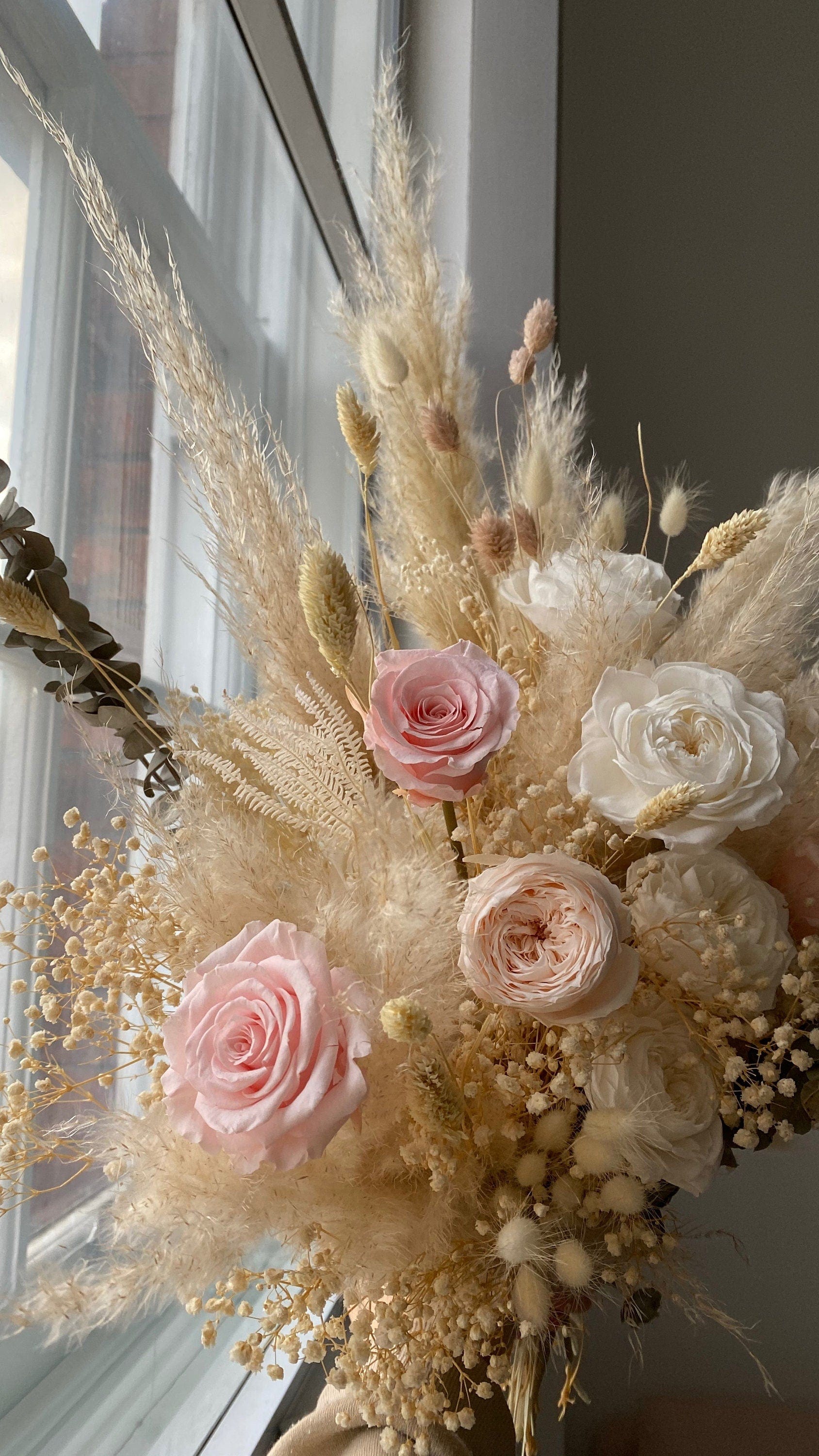 hiddenbotanicsweddings Bouquets Dried Flowers Bridal Bouquet - Sandy Cream & Pastel Pink