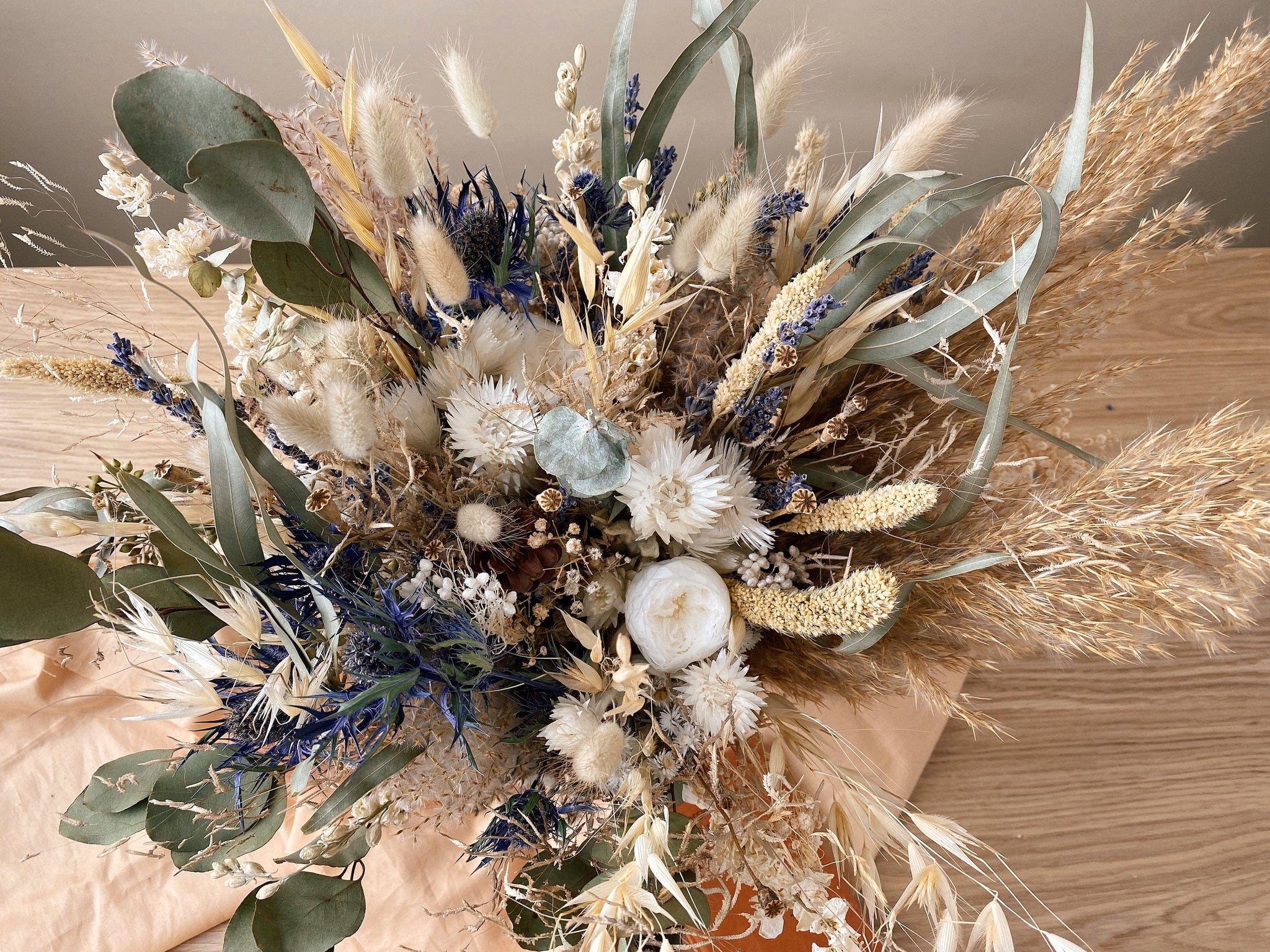 hiddenbotanicsweddings Bouquets Dried Flowers Bridal Bouquet - Soft Green & Cream